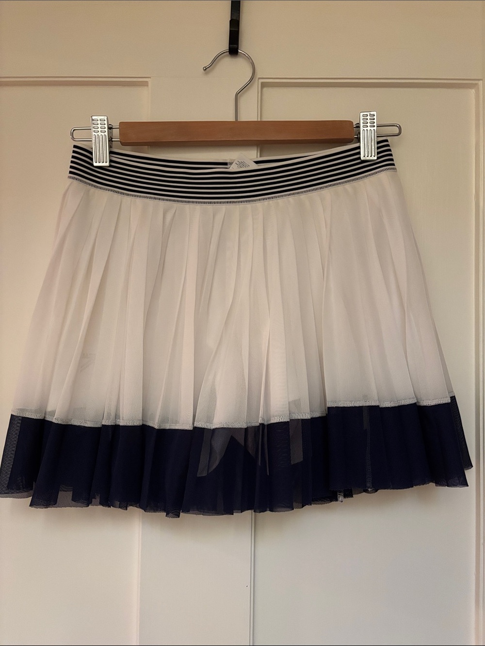 Pleated Tulle Tennis Skirt - White & Navy